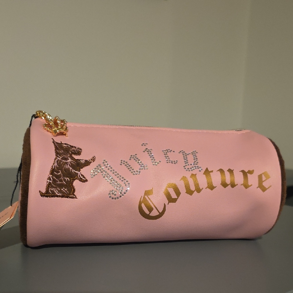 JUICY COUTURE NWT Pink and Brown Barrel Cosmetic/Travel Bag